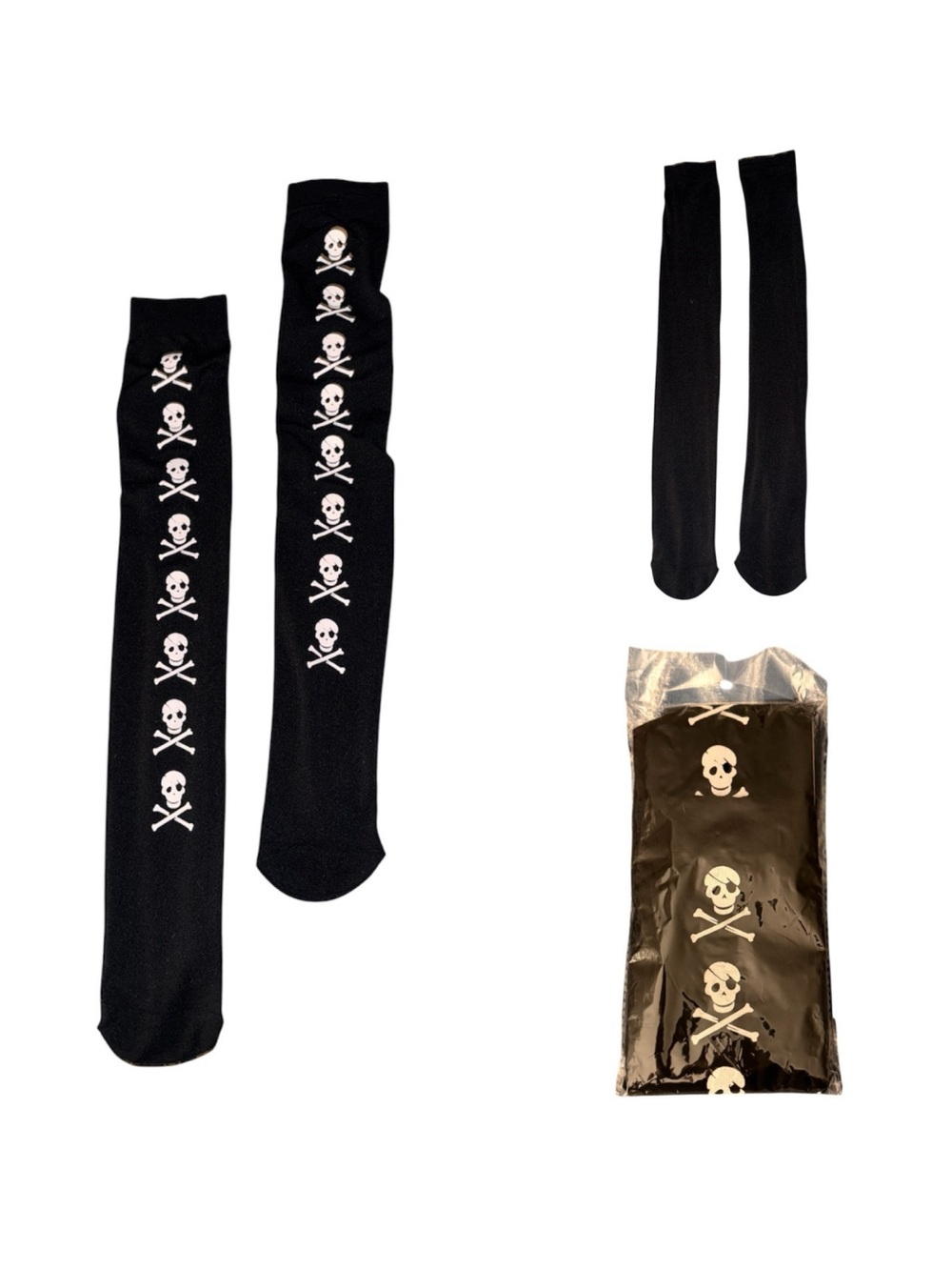 New Black Skull & Crossbones Over-the-Knee Socks stocking material OSFM